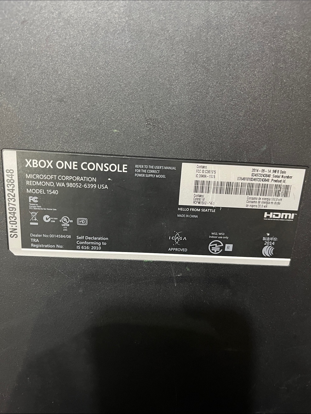 Untested Microsoft Xbox One Console - Black